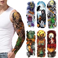Picture of Flyouthe Full Arm Colorful Halloween Tattoo Sleeves Stickers - 6 Pieces
