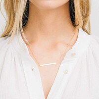 Abien Simple Bar Pendant Gold Short Single Necklace Chain Jewelry for Women