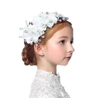 Campsis White Flower Headpiece Princess Crystals Hair Bow Knot Hair Vine Jewelry