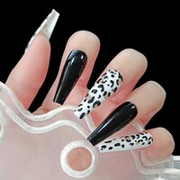 Biony Leopard Pattern Shimmer Shiny Surface Full Cover Nails Tips - 24 Pieces