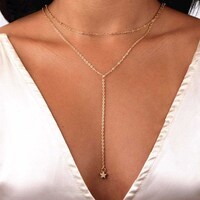 Canb Y Lariat Choker Layered Dainty Star Pendant Necklace Jewelry for Women