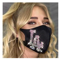 Picture of Campsis Shiny Rhinestone Black Breathable Fabric Face Mask for Women