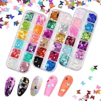 Miss & Hua Butterfly 36 Colors Nail Art Sequins Flake Acrylic Manicure Palette