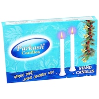 Picture of Parkash Plain Stand Candle, White, Pack of 10