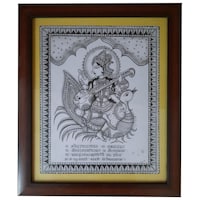 Picture of Decorative Goddess Saraswati Themed Art Work, 31.5x37 cm, Black & White