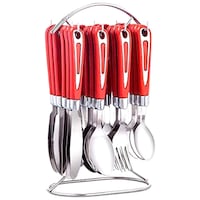 Parage Amaze Stainless Steel Cutlery with Stand, Set of 25, Red