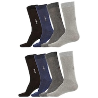 Starvis Men's Solid Full Length Socks, Multicolour, Pack of 8