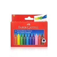 Picture of Faber-Castell Triangular Wax Crayons, 12 Pcs, 90mm