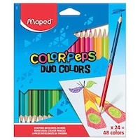 Maped Color Peps Triangular Duo Color Colored Pencils - Pack of 24