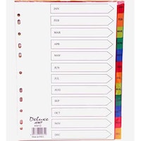 Deluxe Plastic Divider A4 Jan-Dec Color with Letter - Pack of 10 Pcs