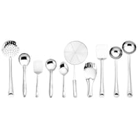 Parage Stainless Steel Cooking and Serving Spoon Set, 10 Pieces, Silver