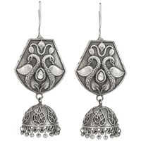 Picture of Mryga Women's Handcrafted Brass Tribal Jhumki, SB787043, Silver