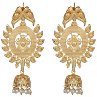 Mryga Women's Matte Stud Jhumka Earrings, SB787677, Gold