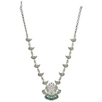 Mryga Handcrafted Elegant Brass Necklace, Silver & Green