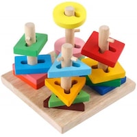 UKR Square Puzzle Stacking Shapes, Multicolor - 16 Pieces