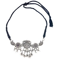 Mryga Elegant Tribal Short Necklace and Earrings Set, SB787779, Silver