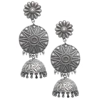 Picture of Mryga Women's Handcrafted Brass Jhumka Earrings, SB787702, Silver
