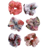 Picture of Starvis Flower Scrunchies Ponytail Holder, Multicolour, Pack of 6