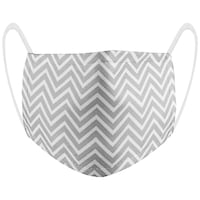 Picture of Ramanta Zig-zag Printed Face Mask, 2 Layer, Grey & White