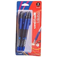 Picture of Mitsubishi Uni-Ball Lakubo 1.0 mm Tip Ballpoint Pen, Blue, Pack of 6