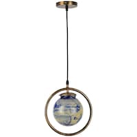 Picture of Afast Decorative Round Ceiling Light with Glass Shade, AFST800674, 22.5 x 102.5cm, Blue & Gold