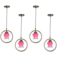 Picture of Afast Decorative Round Ceiling Light with Glass Shade, AFST800743, 22.5 x 102.5cm, Pink & Clear