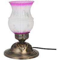 Picture of Afast Decorative Glass Table Lamp, AFST742044, 14 x 20cm, White & Pink, Pack of 1