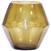 R S Light Luxury Glass Candle Light Holder, Green, 10 x 15cm