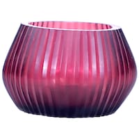 R S Light Glass Candle Holder, Wine Red, 8.5 x 9cm