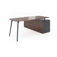 Mobica Onyx Collection L Shape Executive Desk, Dark Walnut, 150 cm