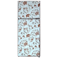 Aavya Unique Fashion Floral Design Double Door Refrigerator Cover, AREP439210, White & Brown