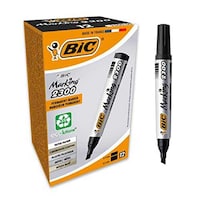 Bic Permanent Marker Chisel Eco, 2300, Black - Box of 12 Pcs