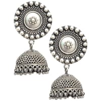 Picture of Mryga Women's Handcrafted Brass Jhumka Earrings, SB787689, Silver