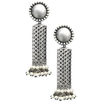 Mryga Handcrafted Brass Jhumka Earrings, SB787686, Silver