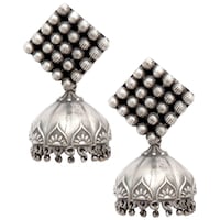 Picture of Mryga Women's Handcrafted Brass Jhumka Earrings, SB787690, Silver