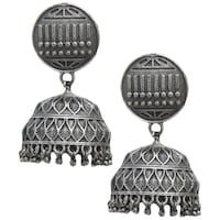 Picture of Mryga Women's Handcrafted Brass Jhumka Earrings, SB787703, Silver
