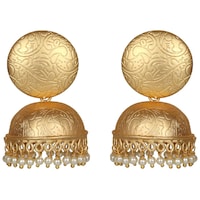 Picture of Mryga Women's Matte Stud Jhumka Earrings, SB787674, Gold