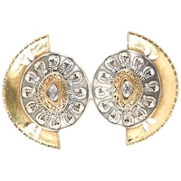 Mryga Peacock Style Dual Tone Brass Ring, Silver & Gold