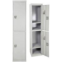 Tai Zhan Two Tier Steel Locker Cabinet, Grey