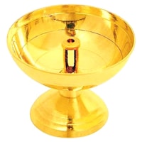 KUVI Brass Akhand Puja Oil Lamp, Golden