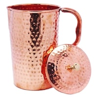 KUVI Hammered Copper Lacqour Coated Pitcher, Rose Gold