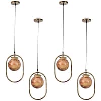 Afast Decorative Oval Ceiling Light with Glass Shade, AFST800548, 20 x 110cm, Brown & Gold