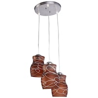 Picture of Afast Decorative 3 in 1 Glass Hanging Ceiling Lamp, AFST742985, 30 x 80cm, Brown & White, Pack of 1