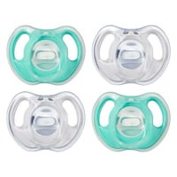 Tommee Tippee Ultra Light Silicone Soother, 0-6m, Green & White - Pack of 4
