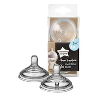 Tommee Tippee Closer to Nature Medium Flow Teats, 3m+, Clear - Pack of 2