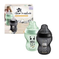 Picture of Tommee Tippee Closer to Nature Feeding Bottle, 0m+, 260ml, Green & Black - Pack of 2