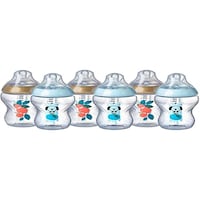 Tommee Tippee Closer to Nature Feeding Bottle, 260ml, Brown & Blue - Pack of 6