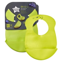 Tommee Tippee Roll 'n' Go Bib with Crumb & Mess Catcher, Green