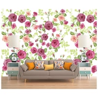 Picture of Creative Print Solution Roses & Leaf Pattern Wall Wallpaper, BP-A045, 244X41 cm, Pink & Green