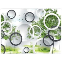Picture of Creative Print Solution Circular Wall Wallpaper, BPBW-002, 275X366 cm, White & Green